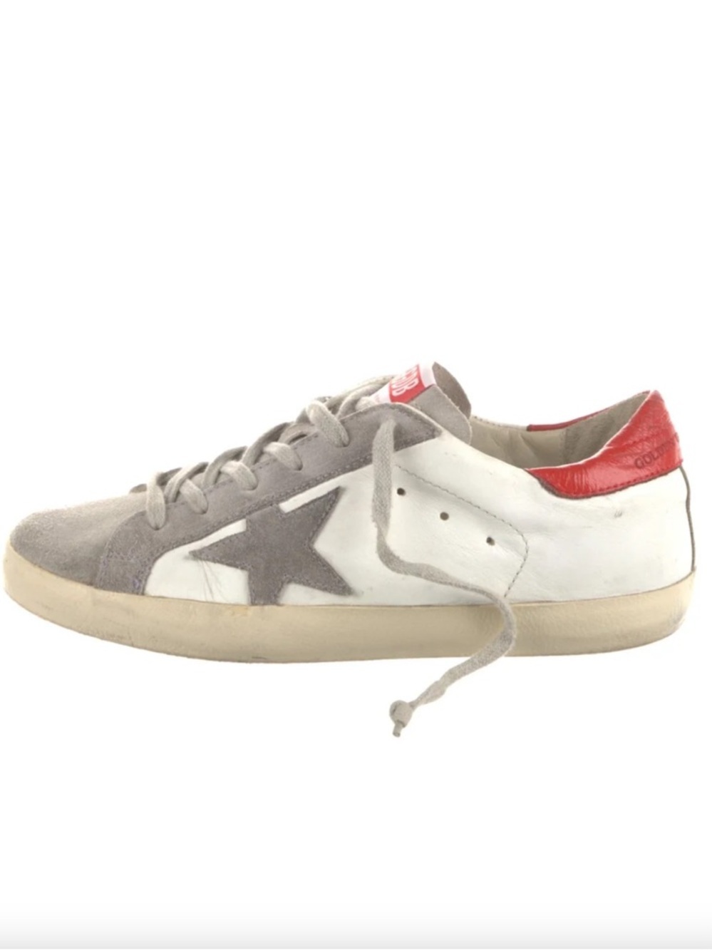 Golden Goose White Gray & Red Leather Low-Top Sneaker Sz 35